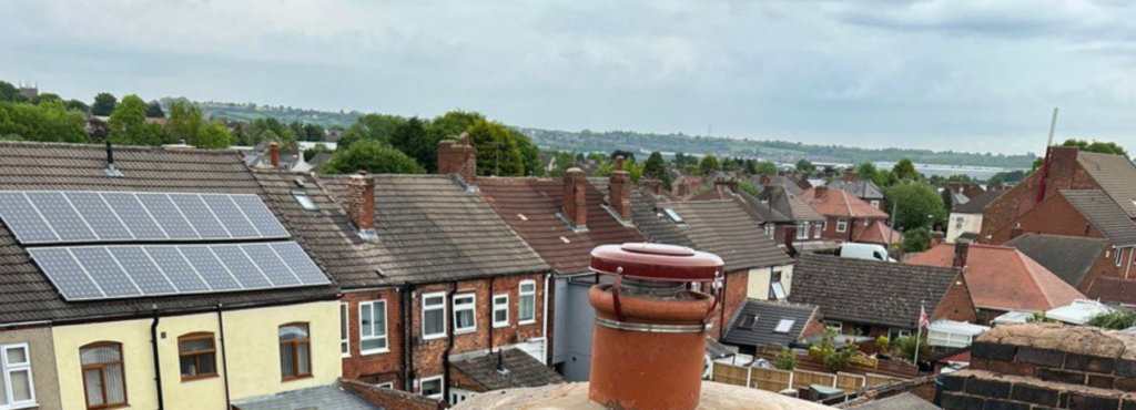 This is a photo taken from a roof which is being repaired by TRP Roofing Barton-upon-Humber, it shows a street of houses, and their roofs